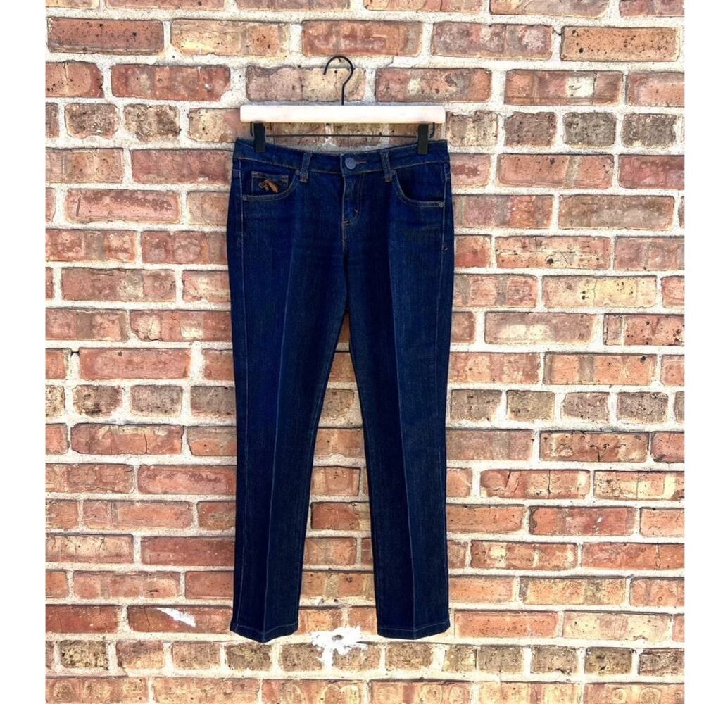 Cowgirl Western Slim Straight Low-Rise Dark Wash Morgan Jeans Embroidered Horse